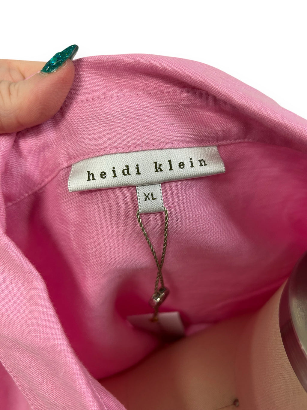 NEW! HEIDI KLEIN MARINA KAY PINK LINEN LONG SLEEVE BUTTON DOWN SIZE XL
