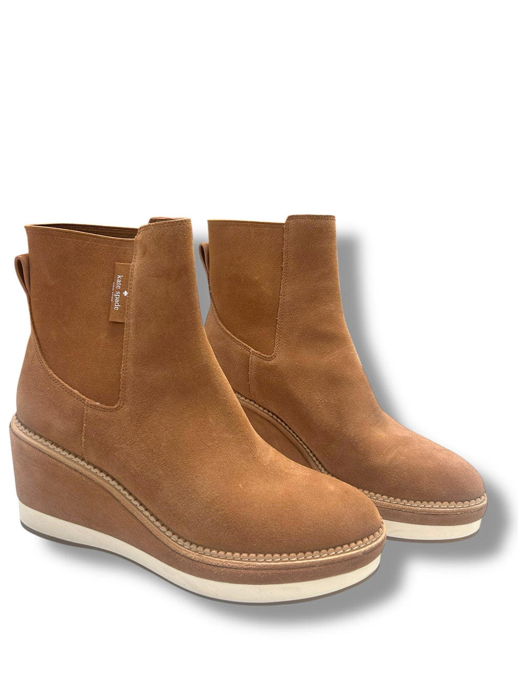 KATE SPADE ADDISON WEDGE TAN SUEDE PLATFORM BOOTIES SIZE 11