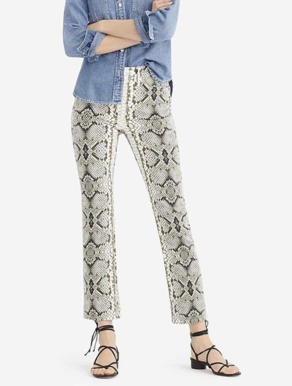 JCREW KICKOUT CROP PANT IN SNAKESKIN SIZE: 27