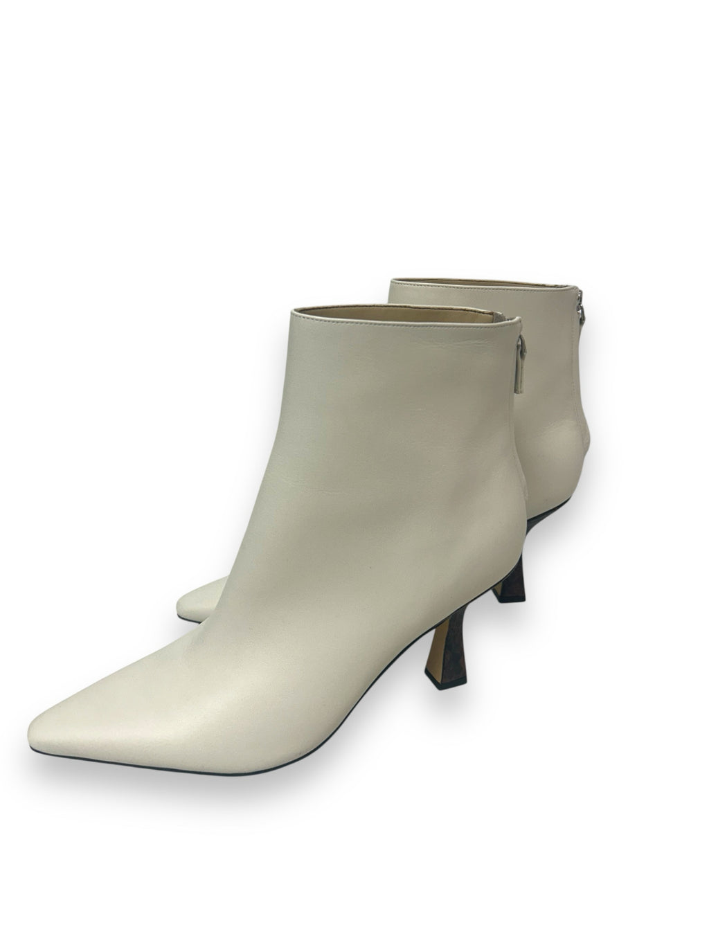 MARC FISHER SNAKE HEEL POINT CREAM LEATHER TOE BOOTIE SIZE 9