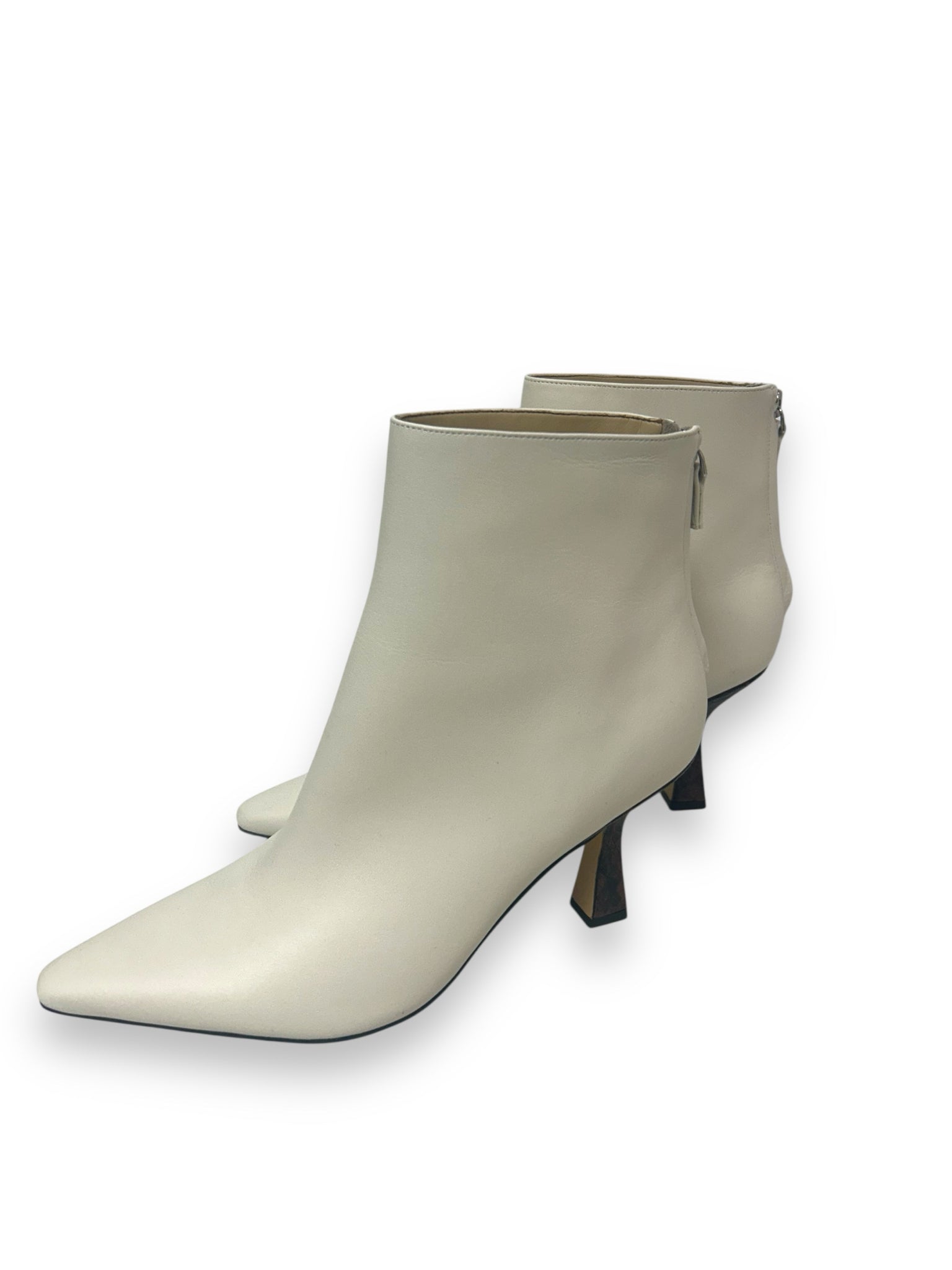 MARC FISHER SNAKE HEEL POINT CREAM LEATHER TOE BOOTIE SIZE 9
