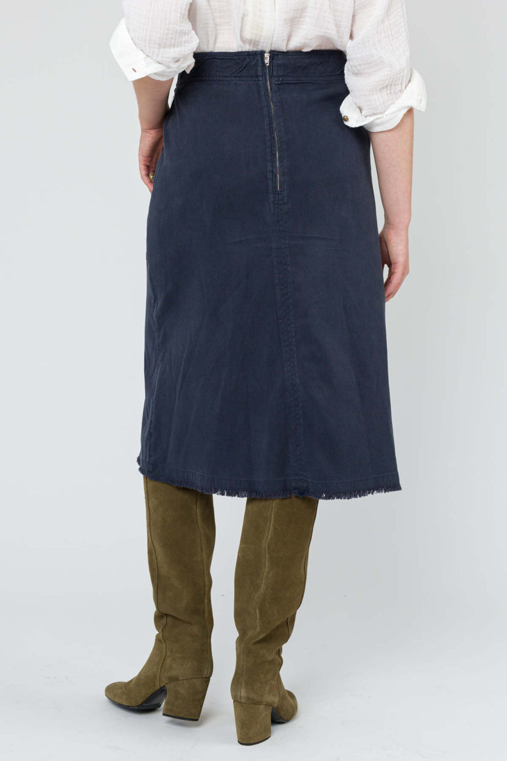 RAQUEL ALLEGRA THE WORK SKIRT IN MIDNIGHT BLUE SIZE: 0