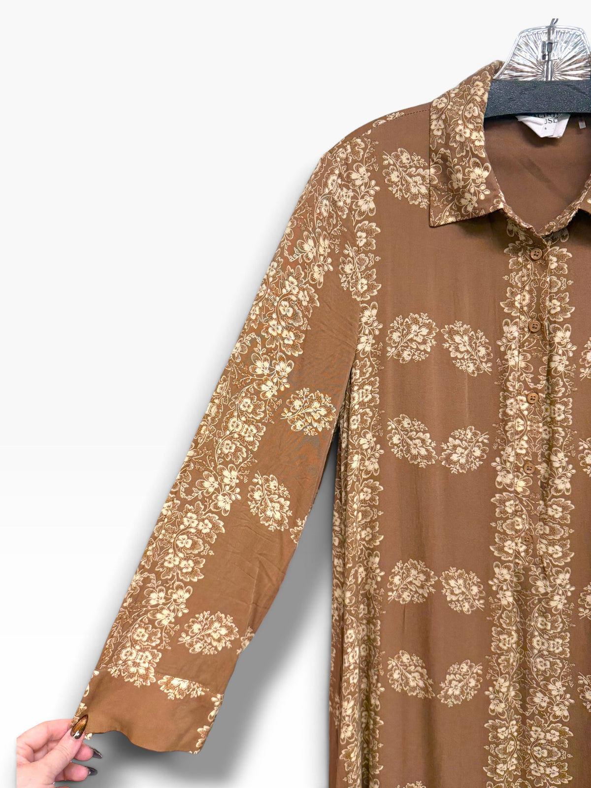 TUCKERNUCK HYACINTH HOUSE BROWN MILLER MAXI SHIRT DRESS SIZE SMALL