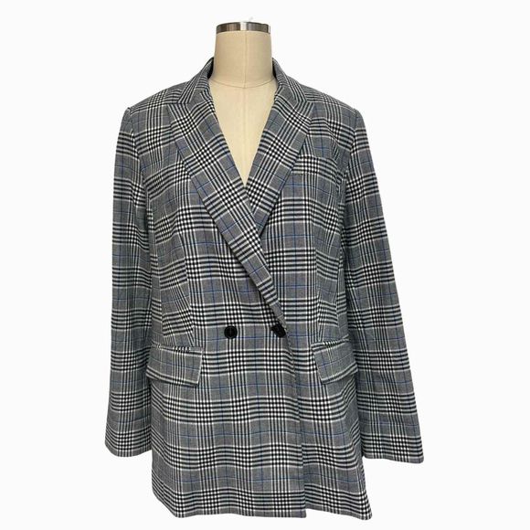 TALBOTS LAKE GLENN PLAID BLACK PLAID BLAZER SIZE 12