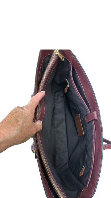 COACH LARGE FOLIO LEATHER WORK TOTE OXBLOOD