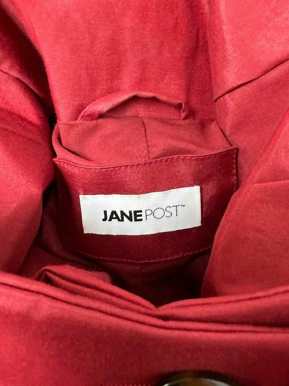 JANE POST FOR NEIMAN MARCUS FUNNEL NECK RED TRENCH COAT SIZE XS