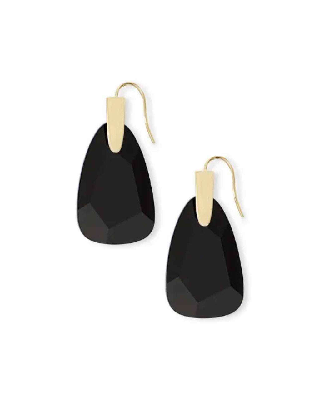 KENDRA SCOTT MARTY FACETED BLACK STONE GOLD TONE