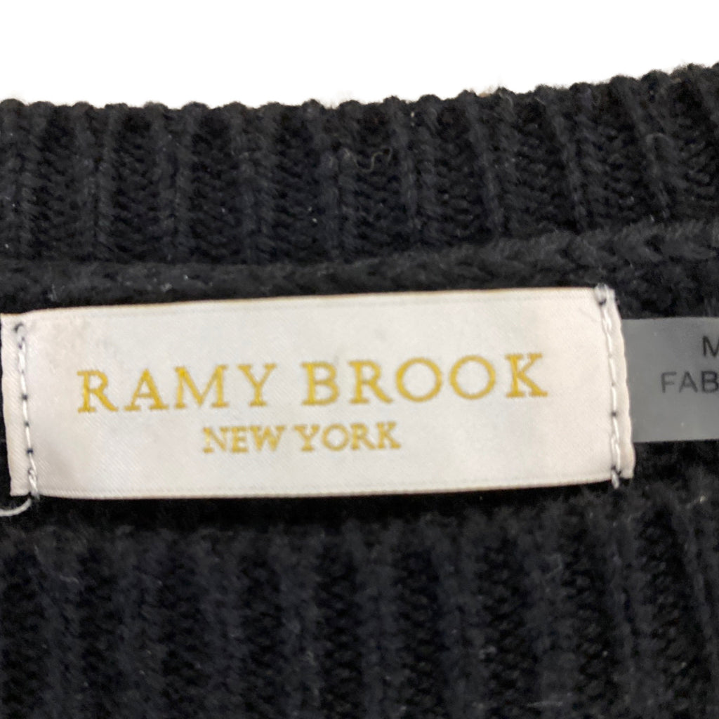 RAMY BROOK BLACK ERIN FRINGE SWEATER SIZE LARGE