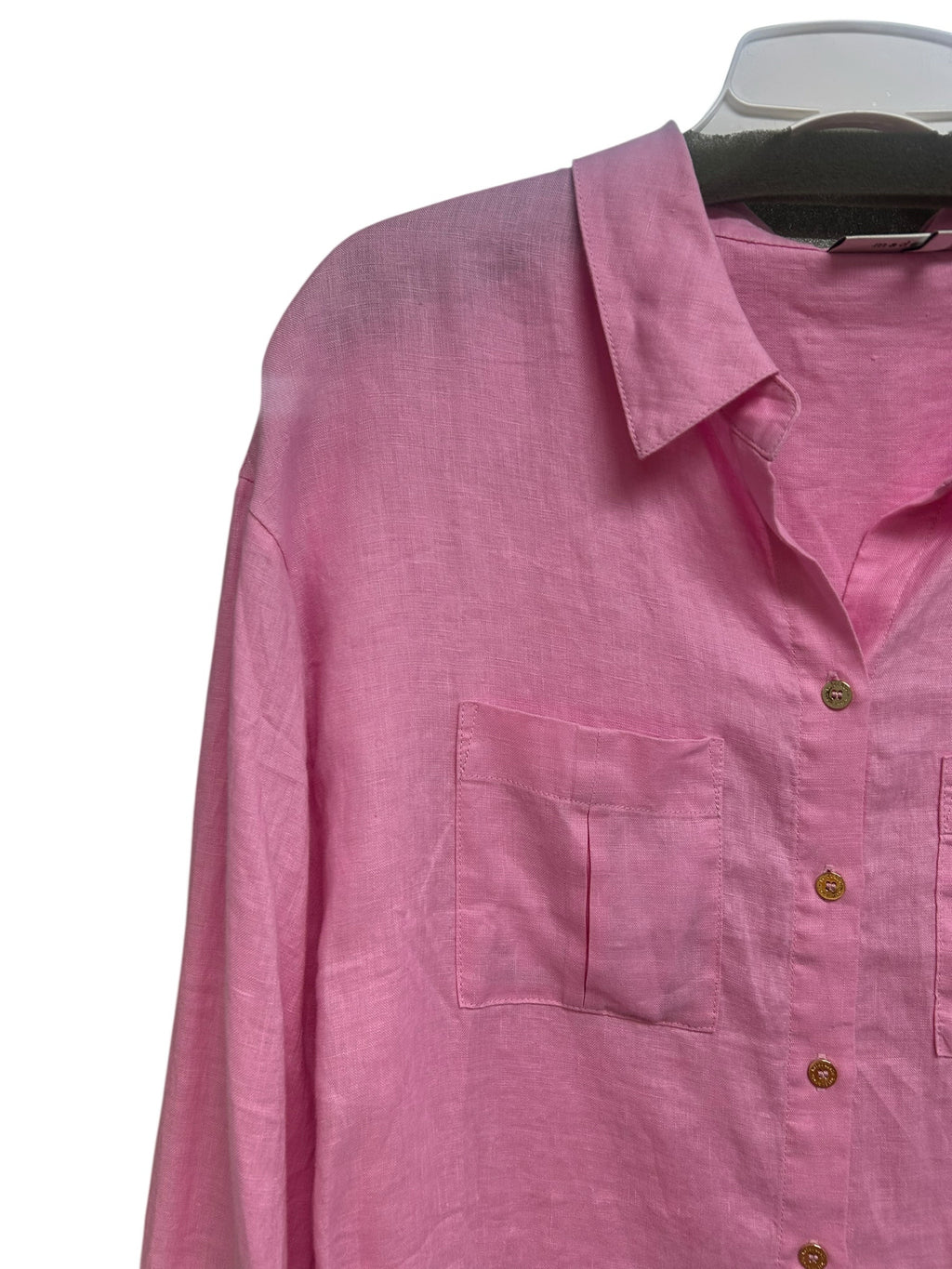 HEIDI KLEIN NEW! MARINA CAY BEACH LINEN BABY PINK BUTTON DOWN SHIRT SIZE XL