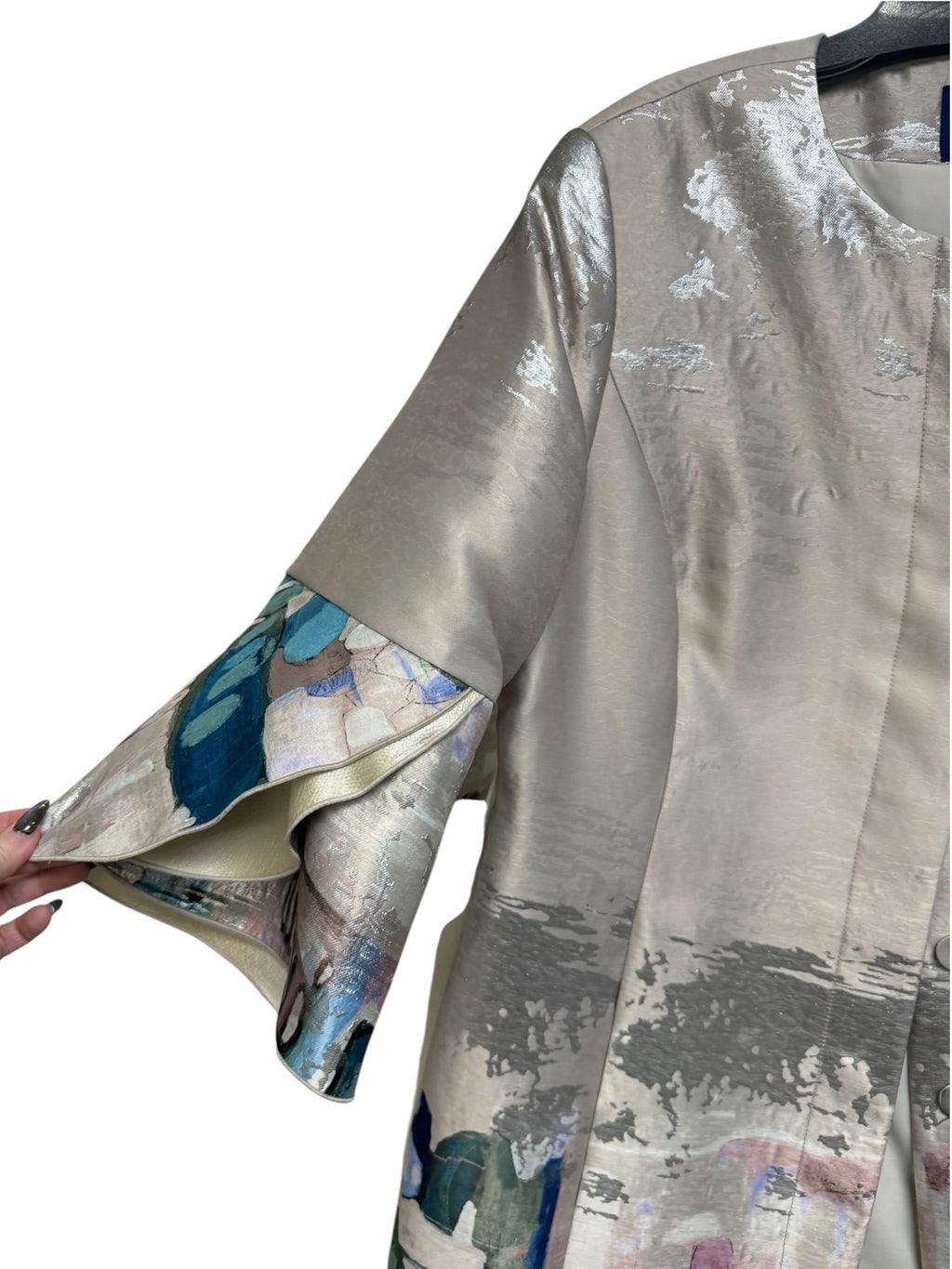 DONCASTER DRESS COAT METALLIC ABSTRACT WATERCOLOR PRINT SIZE 16