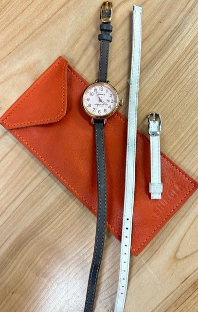 SHINOLA THE BIRDY 34MM DOUBLE WRAP WATCH ROSE GOLD FACE