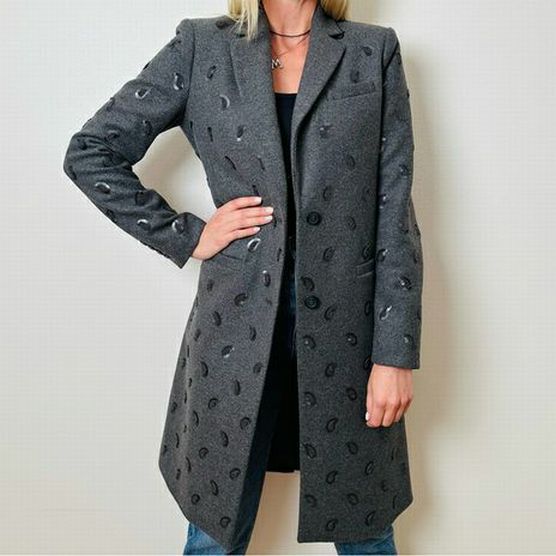 MICHAEL KORS EMBROIDERED PAISLEY CHARCOAL WOOL COAT SIZE 4 - WEARHOUSE  CONSIGNMENT
