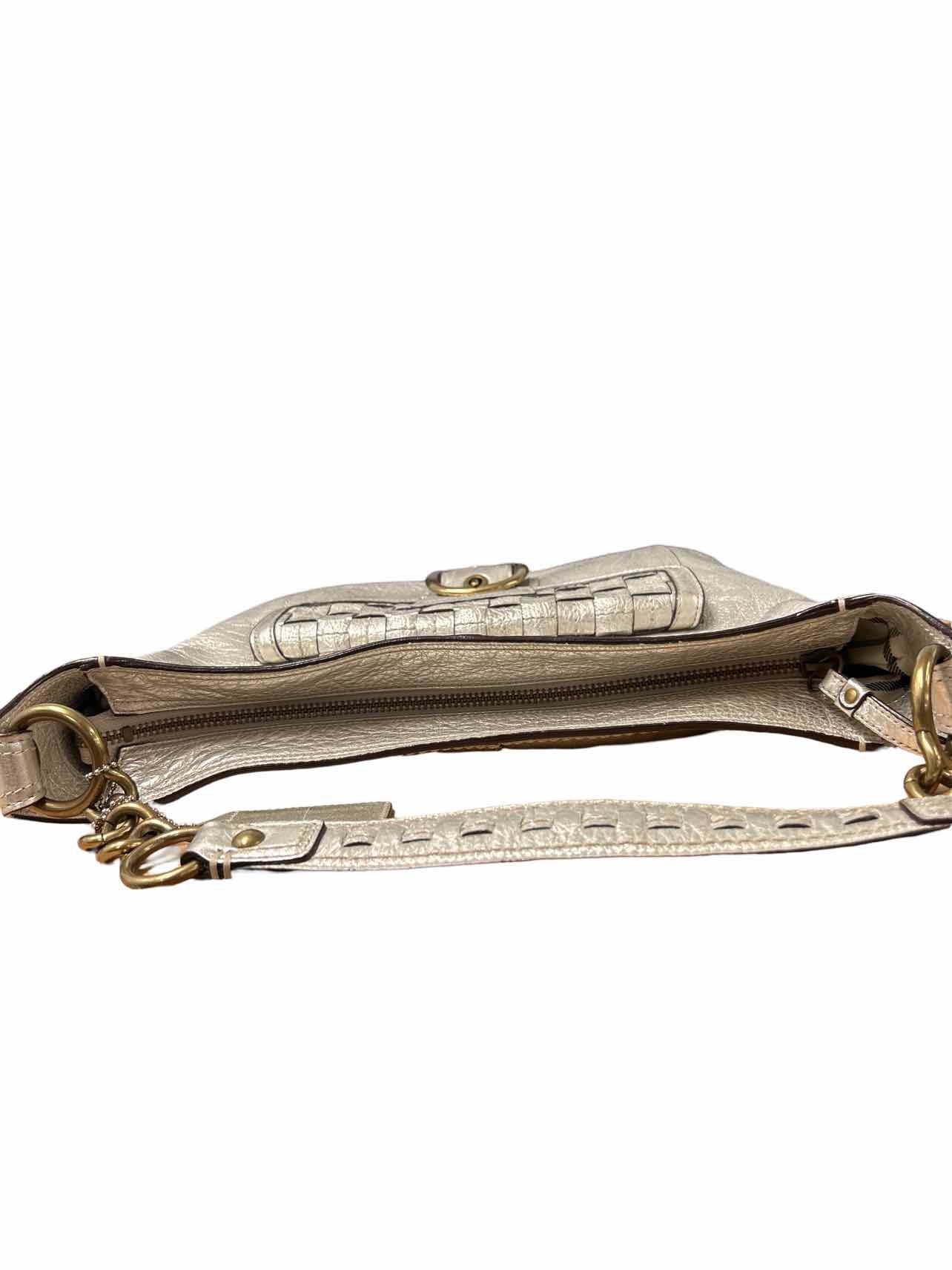 Coach 12418 Metallic store Woven Leather Bleecker Shoulder Bag