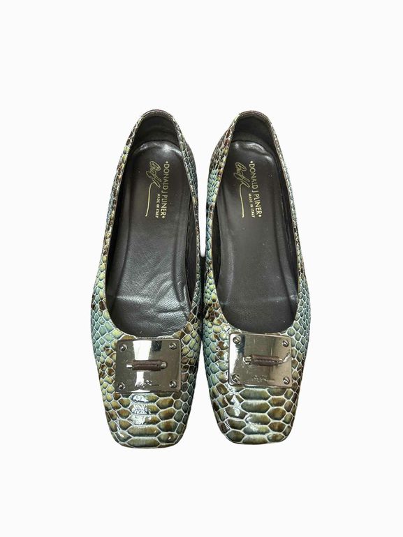 DONALD PLINER ANA PYTHON SLIP ONS SNAKESKIN 9.5