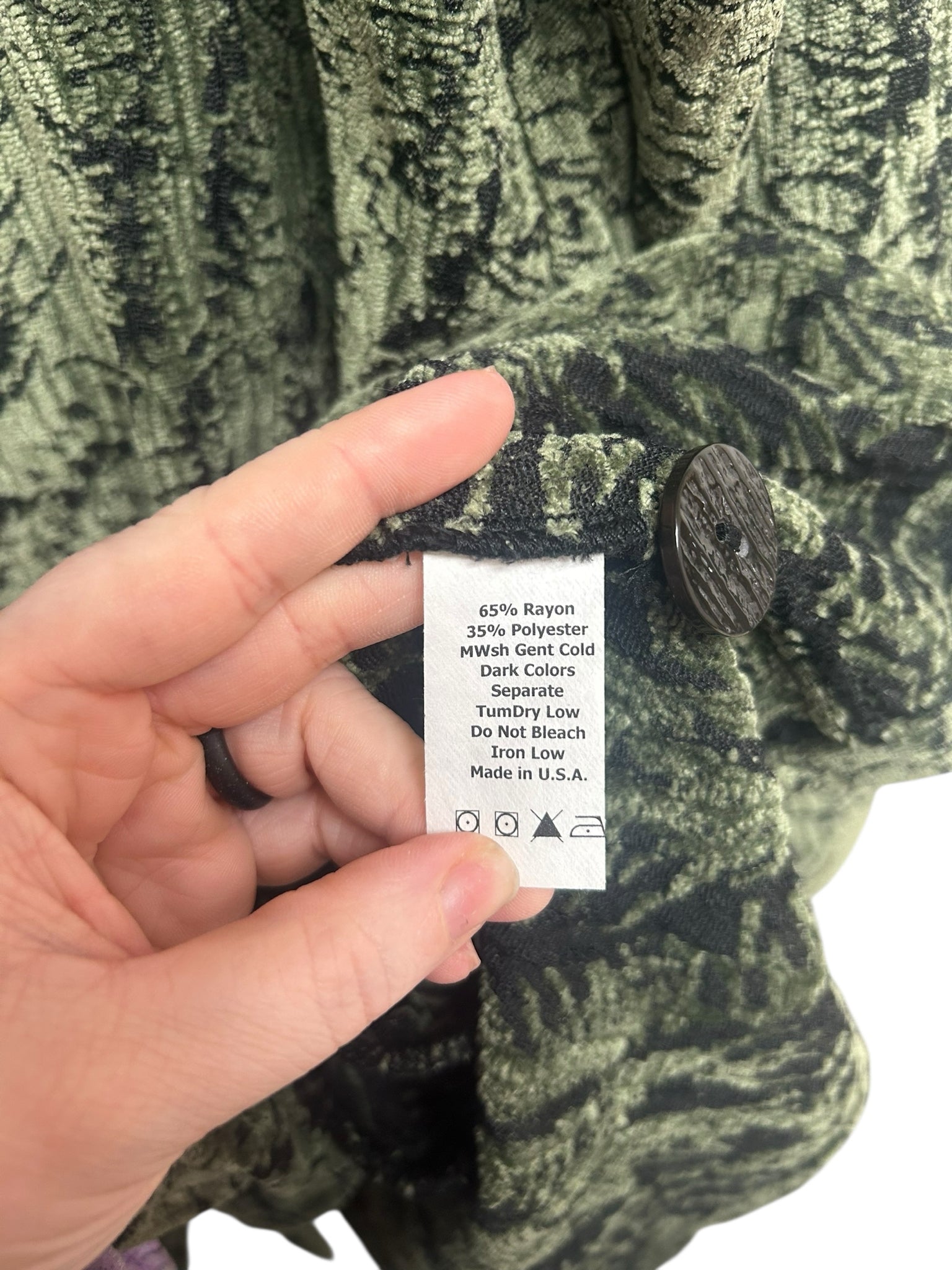 CMC GREEN LONG LENGTH TAPESTRY PRINCESS COAT SIZE LARGE