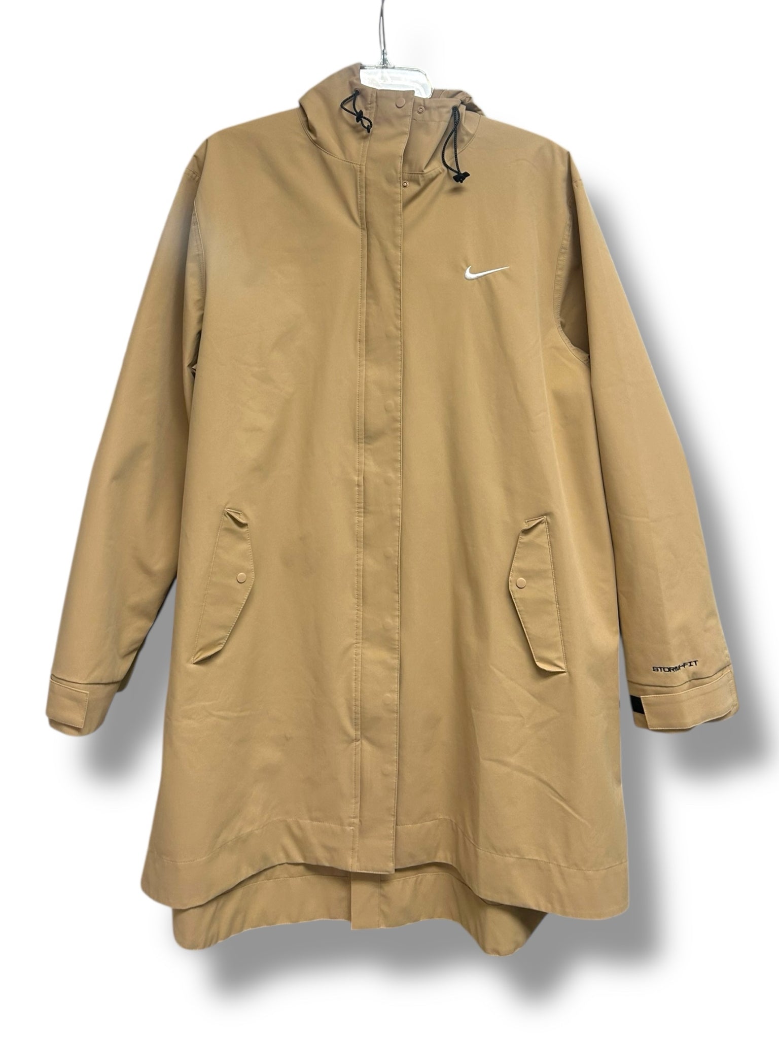 NIKE ESSENTIAL OVERSIZED STORM-FIT PARKA JACKET W/HOOD TAN SIZE LARGE