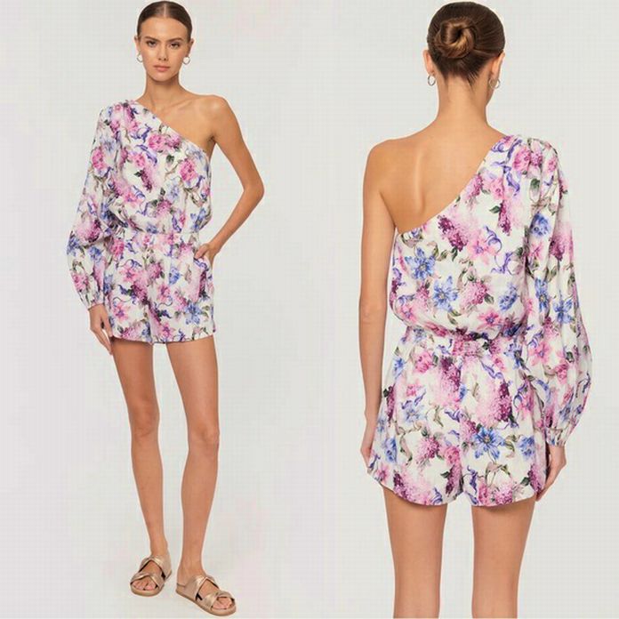 CAMI SCOUT ROMPER CLEMATIS FLORAL LINEN SIZE: S