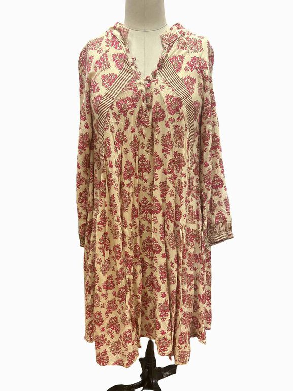 NATALIE MARTIN FIORE CYPRUS PINK BATICK PRINT WESTERN BOHO DRESS XS