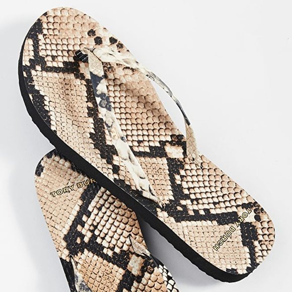 TORY BURCH NIB PRINTED LEATHER SNAKE SPRINT FLIP FLOP SIZE 10