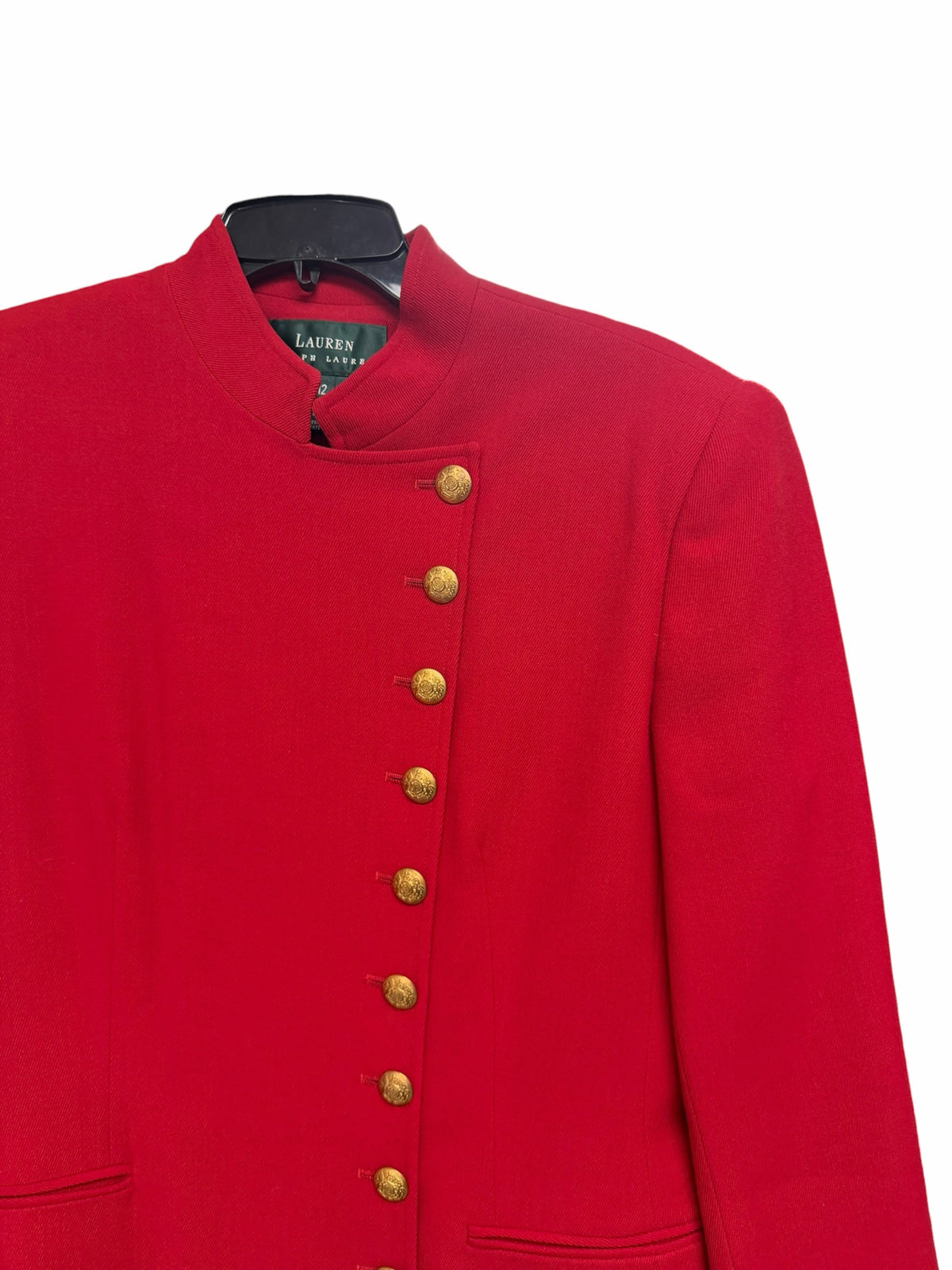 VINTAGE LAUREN RALPH LAUREN MILITARY WORSTED WOOL RED COAT DRESS SIZE 12