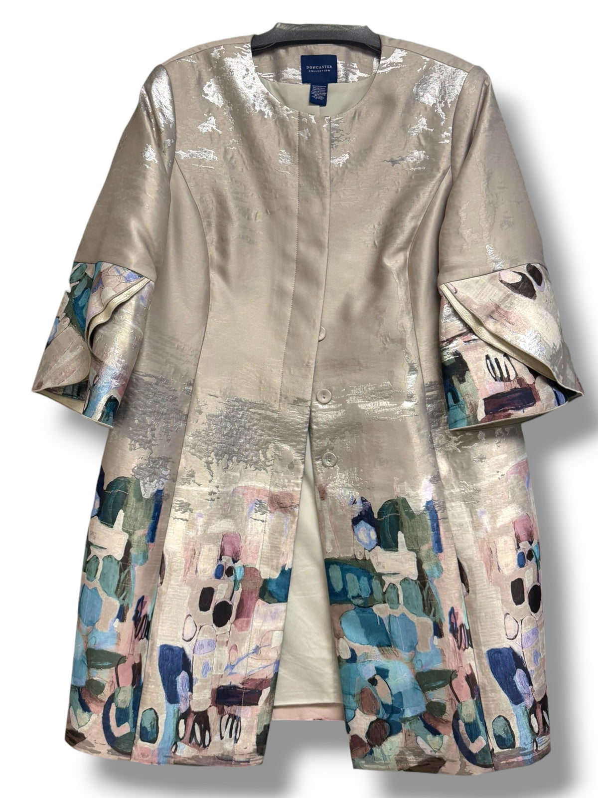 DONCASTER DRESS COAT METALLIC ABSTRACT WATERCOLOR PRINT SIZE 16