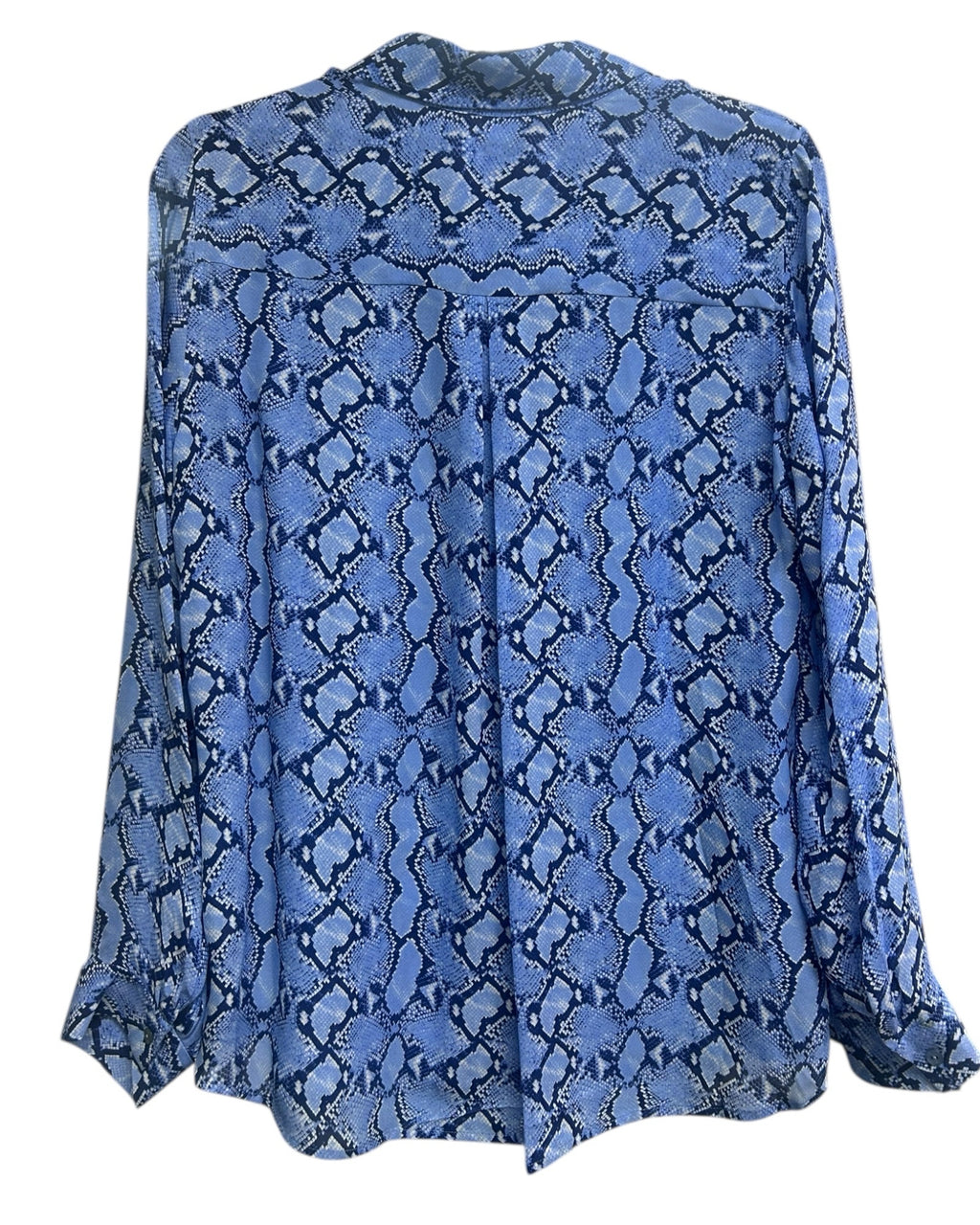 L'AGENCE NINA SILK BLOUSE PALOMA BLUE SNAKE PRINT SIZE MEDIUM