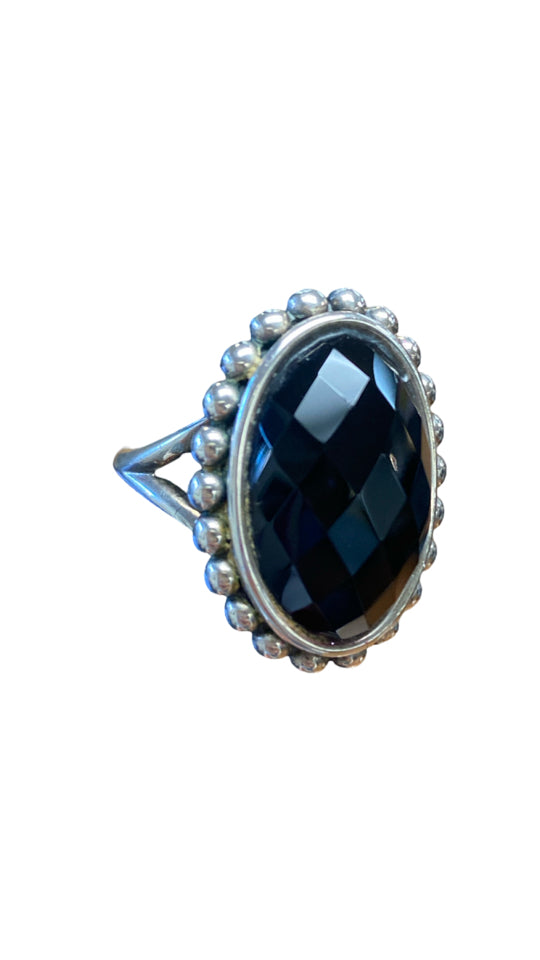 LAGOS VINTAGE 925 BLACK ONYX COCKTAIL RING SIZE 7