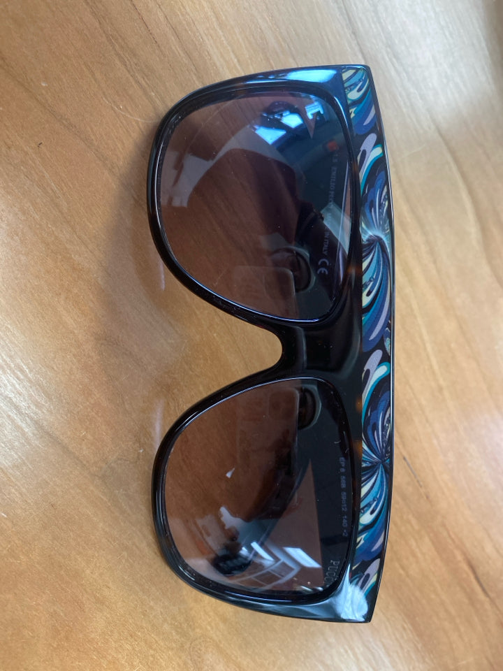EMILIO PUCCI EP 08 SQUARE FLAT TOP DARK BROWN/BLUES SUNGLASSES