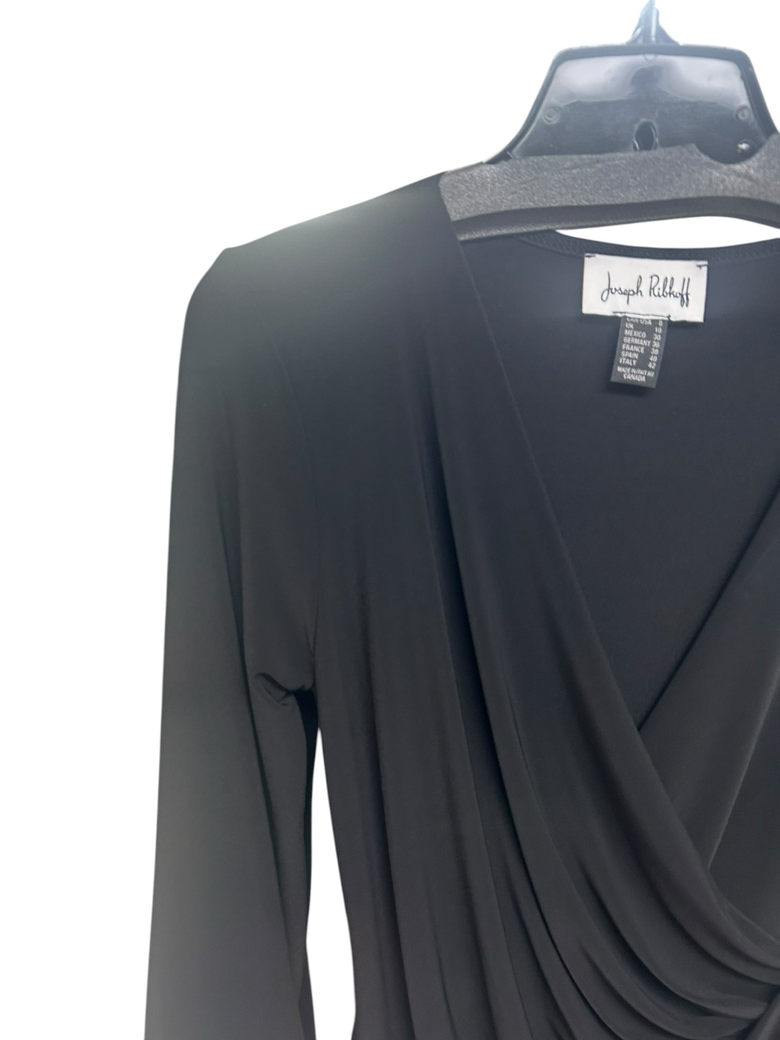 JOSEPH RIBKOFF184078 FAUX WRAP CRYSTAL EMBELLISHED TUNIC TOP SIZE 8