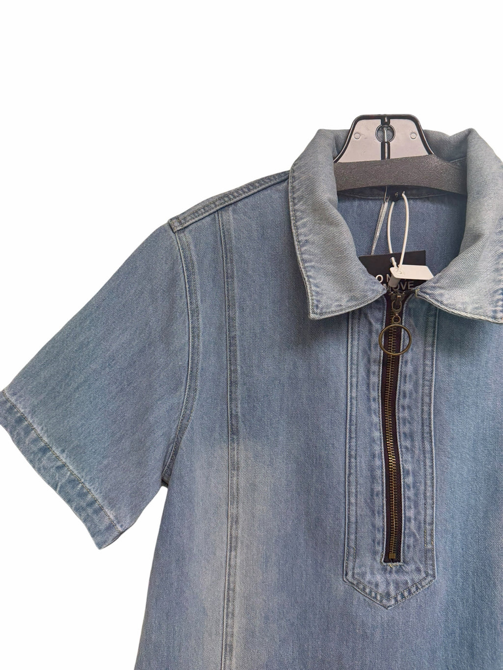 NWT TRISH SCULLY MONROE LIGHT WASH DENIM ZIP MINI DRESS SIZE SMALL