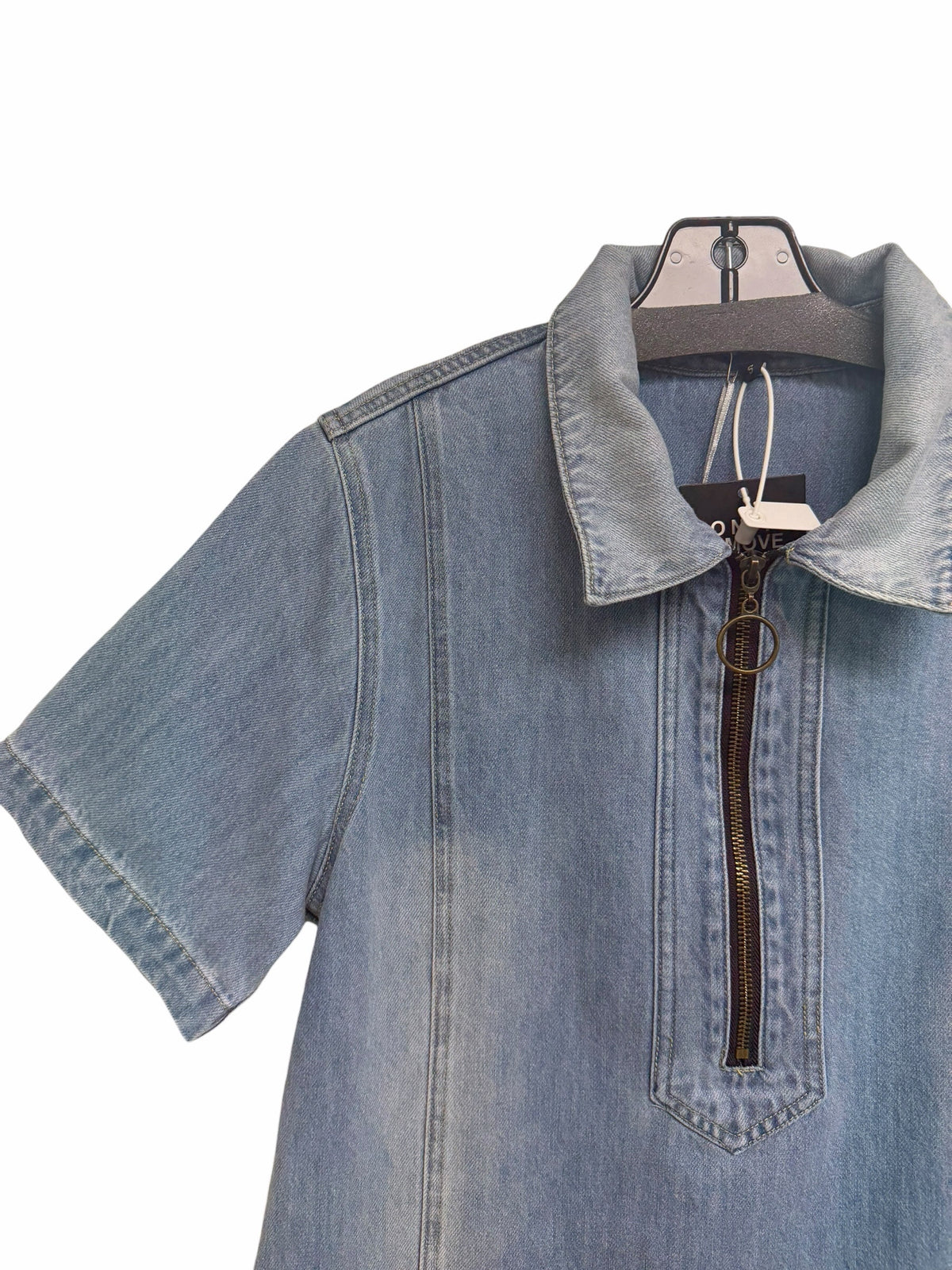 NWT TRISH SCULLY MONROE LIGHT WASH DENIM ZIP MINI DRESS SIZE SMALL
