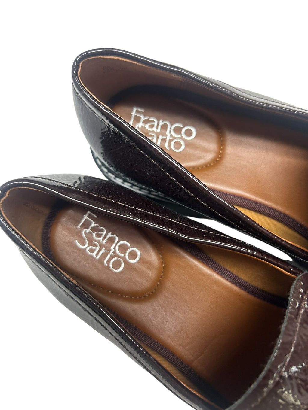 FRANCO SARTO BALIN PATENT LUG SOLE BURGUNDY PLATFORM LOAFERS SIZE 10
