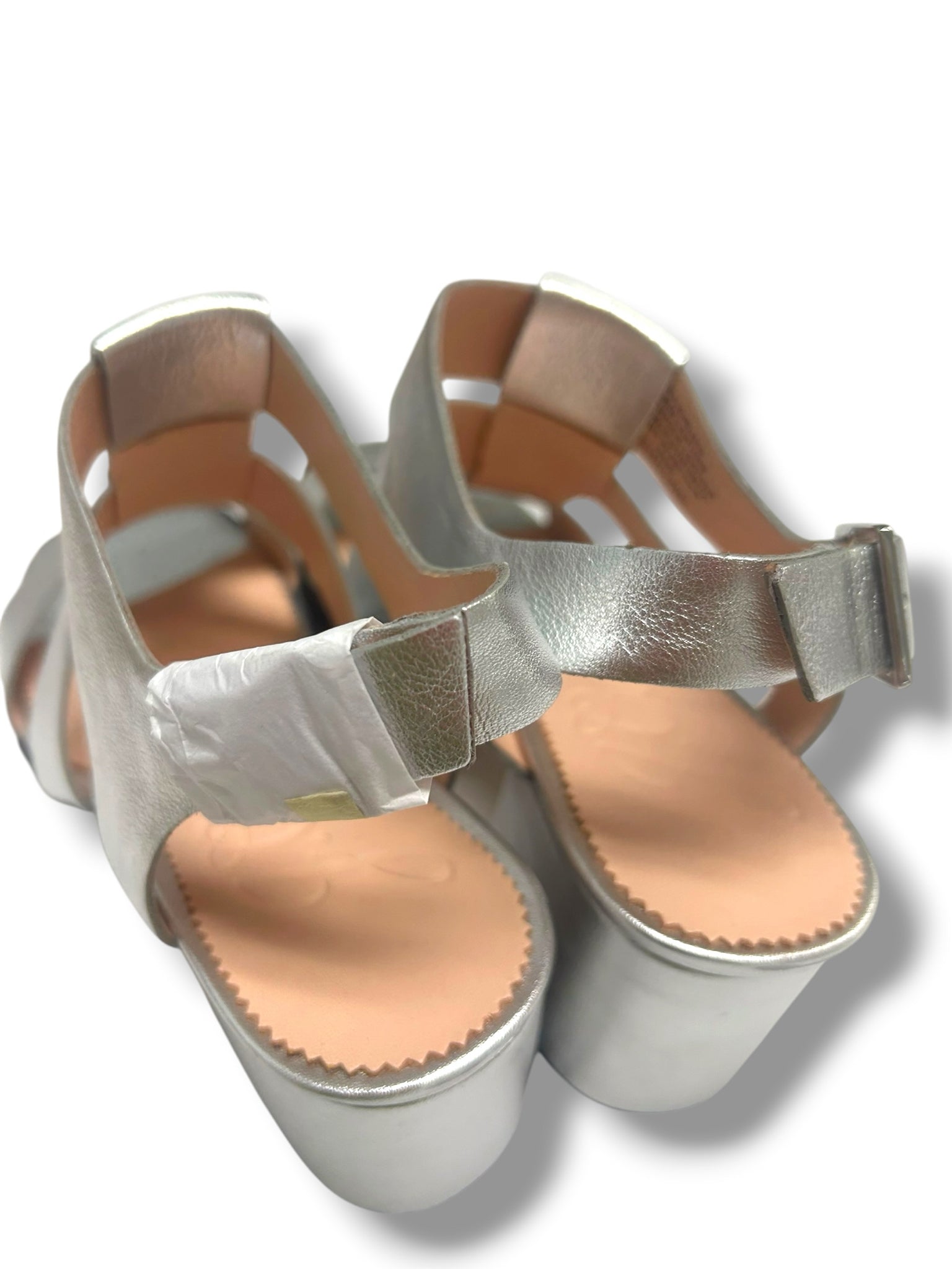 NEW IN BOX J.CREW METALLIC DYLAN FISHERMAN SILVER HEEL SANDALS SIZE 8.5