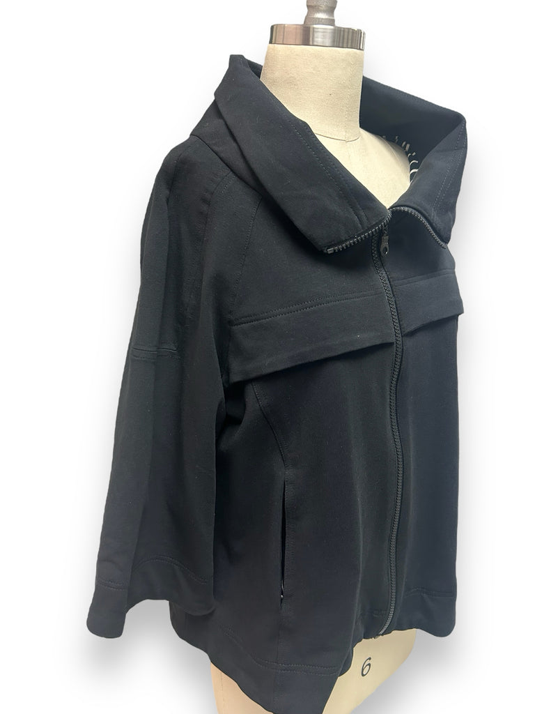 KOZAN BLACK  LAGENLOOK 3/4 SLEEVE CROP TOPPER JACKET SIZE M