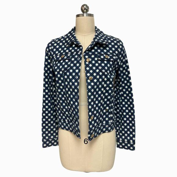 KATE SPADE NWT! BROOME STREET GINGHAM BLUE/WHITE DENIM JACKET SIZE S