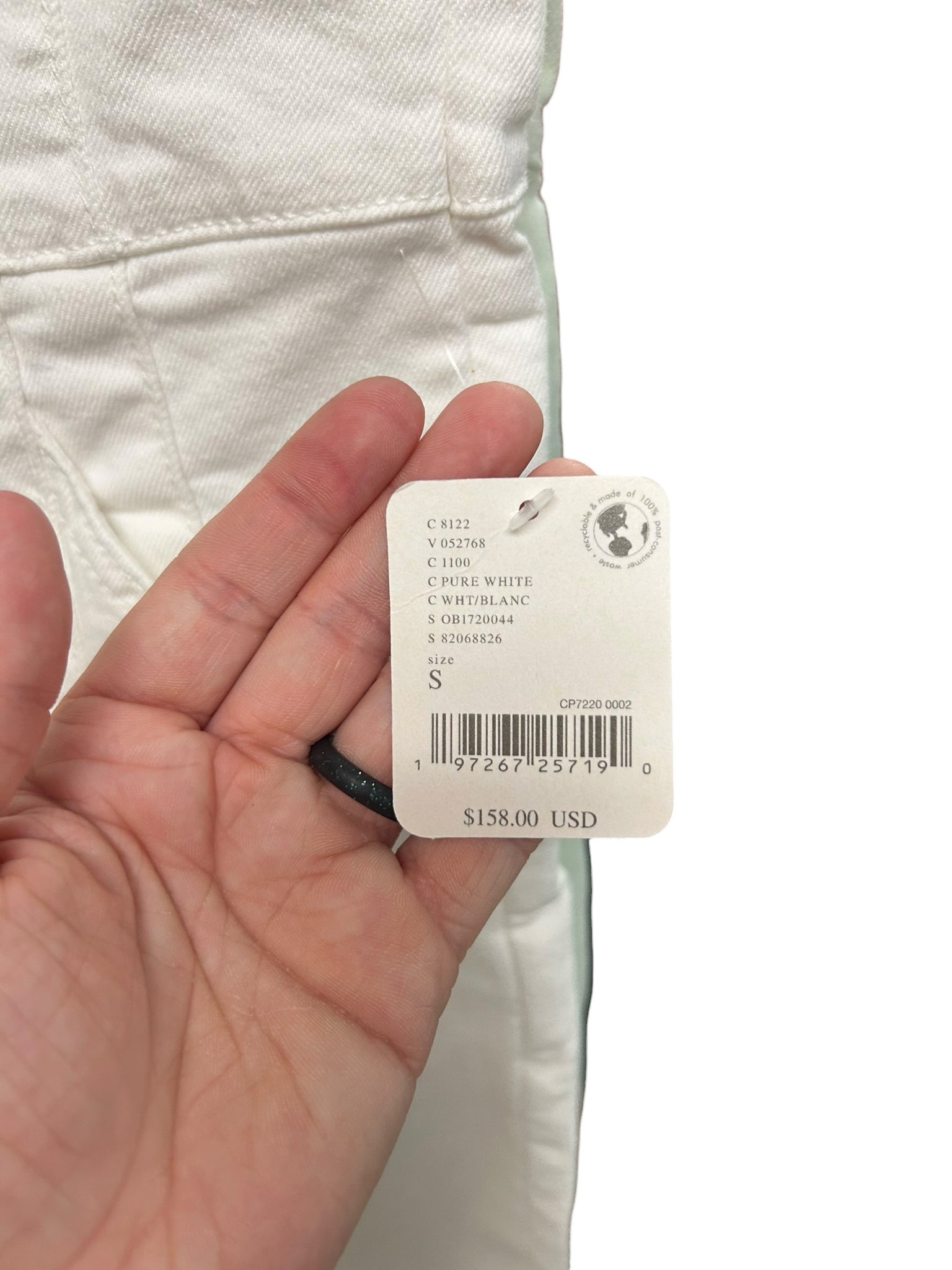 NWT WE THE FREE JAYDE FLAIR LEG ZIP UP DENIM JUMPSUIT WHITE SIZE SMALL
