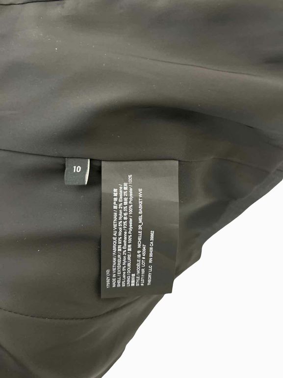 THEORY  NICHELLE WOOL BLEND MELANGE BASKETWEAVE BLAZER SIZE: 6