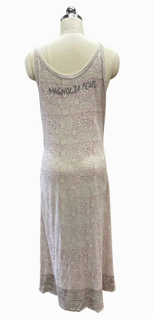 MAGNOLIA PEARL LANA TANK BEIGE/PINK MAXI DRESS IN SASKIA COLORWAY SIZE ONE SIZE