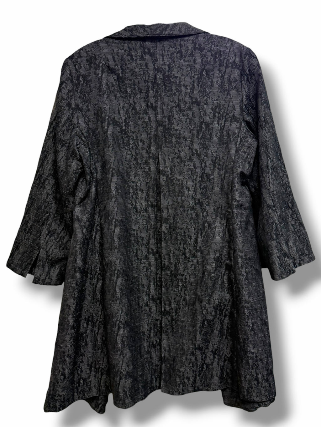 EILEEN FISHER CHARCOAL TEXTURED OPEN FRONT 3/4 SLEEVE NOTCHED COLLAR JACKET XS