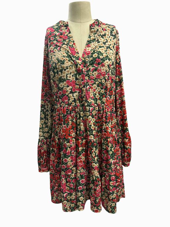 HALE BOB SPLIT NECK FLORAL DRESS SIZE: XL