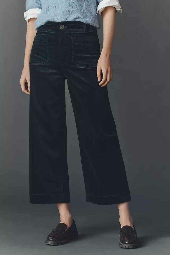 ANTHROPOLOGIE SMAEVE VELVET THE COLETTE WIDE LEG PANT SIZE: 32