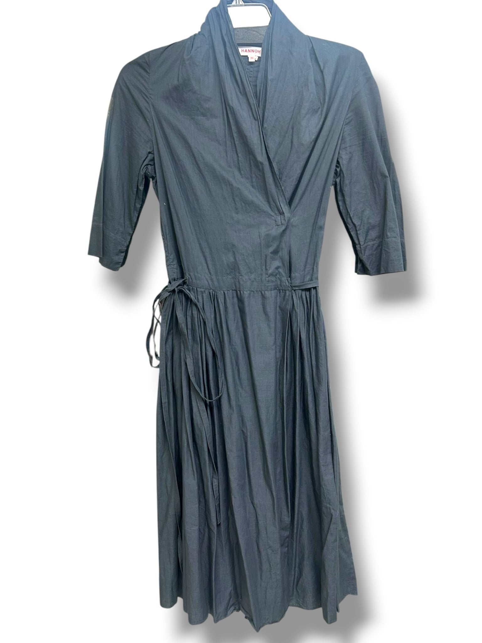 HANNOH WESSEL RACHEL COTTON GRAY WRAP DRESS WITH NO LINING SIZE 36 US 4