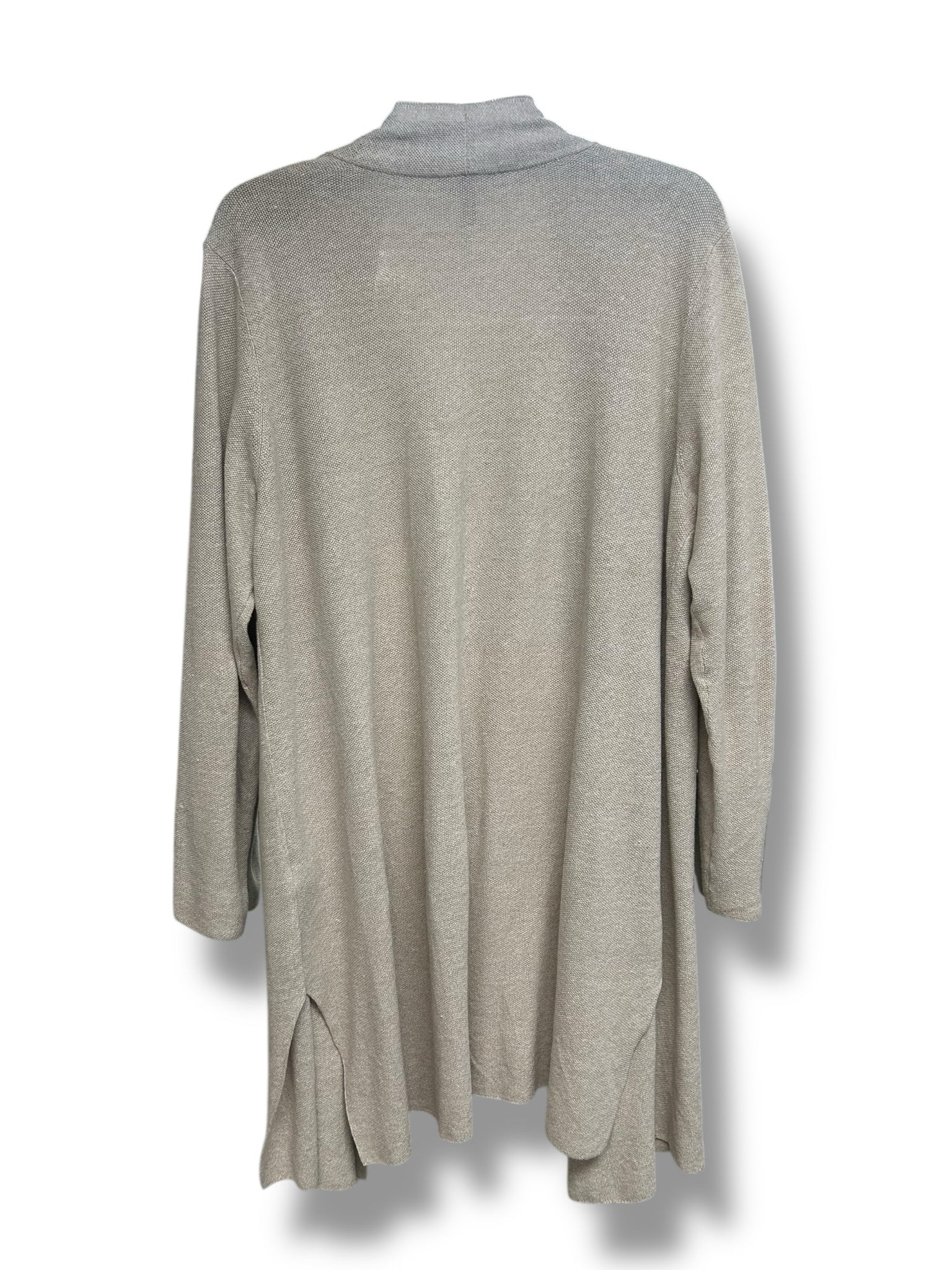 EILEEN FISHER ORGANIC LINEN COTTON TAN LONG LENGTH CARDIGAN SIZE XL