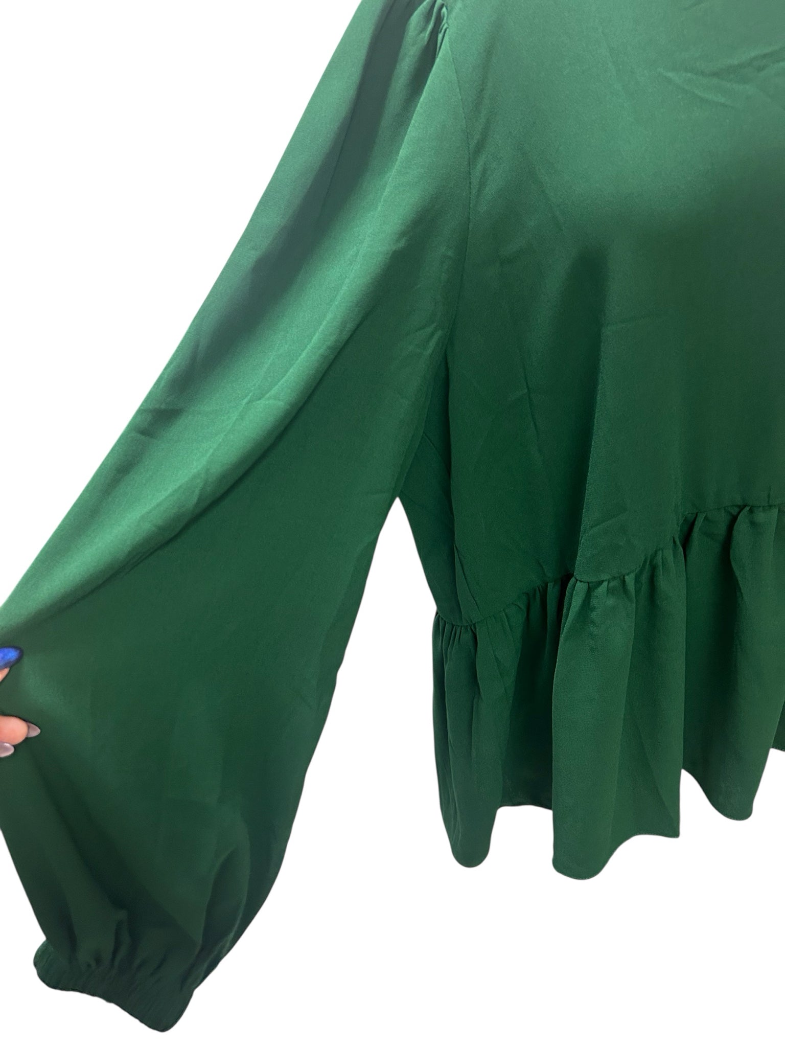 POMANDER PLACE CARLOTA HUNTER GREEN PEPLUM BLOUSE SIZE XXL