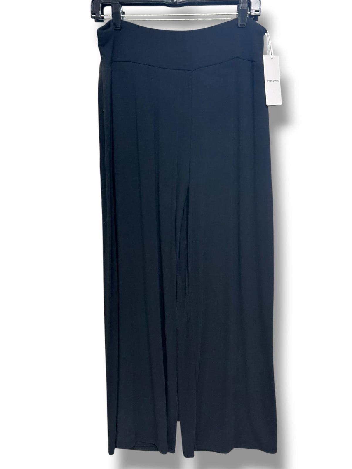 NEW WITH TAGS COZY EARTH BLACK BAMBOO RIB KNIT WIDE LEG PANTS SIZE LARGE