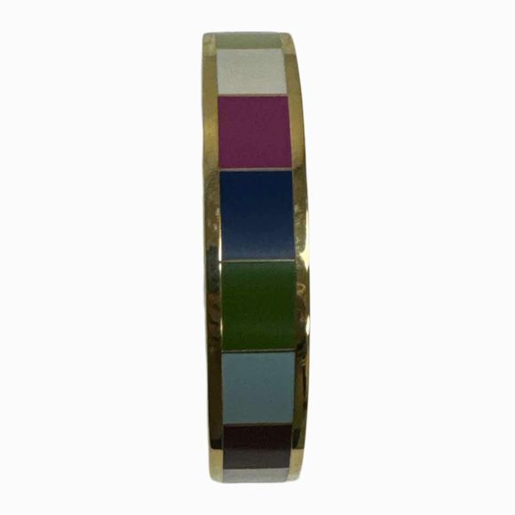 COACH LEGACY STRIPE GOLD TONE MULTI-COLOR BANGLE