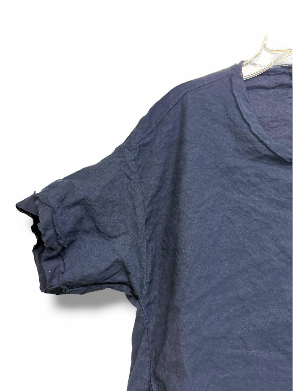 GARMENTORY AEQUEMENTE CRINKLE COTTON NAVY POCKET SHORT SLEEVE TOP SIZE XS