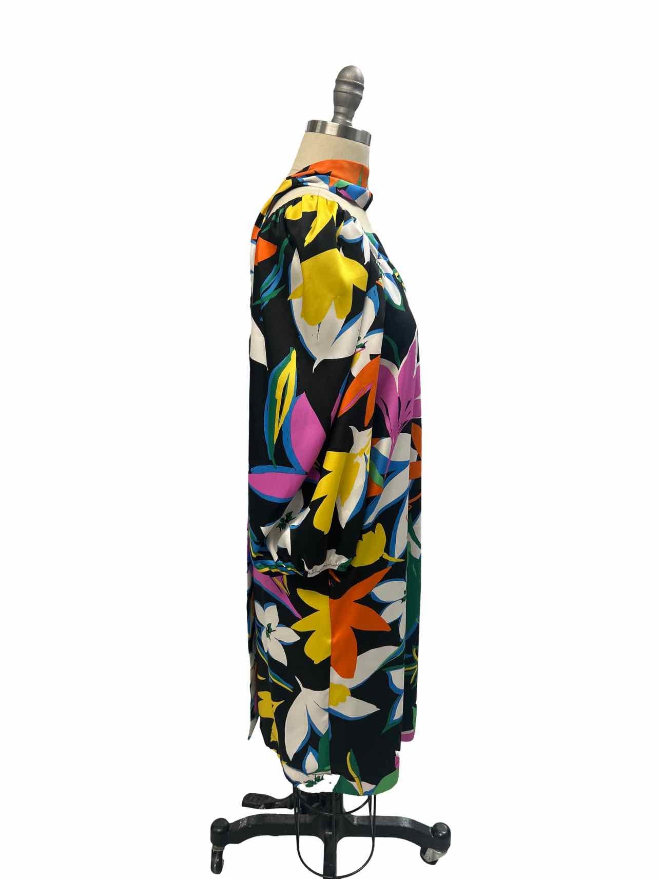 JOSEPH RIBKOFF MULTI FLORAL PRINT SATIN DRESS SIZE: 2