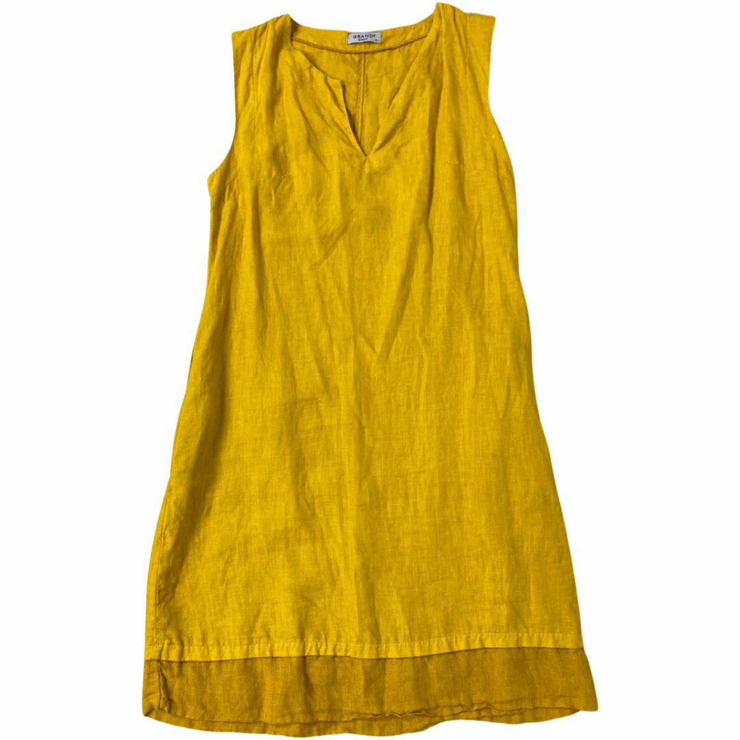 ANTHROPOLOGIE - GRAND GREECE GOLDENROD LINEN SLEEVELESS DRESS SIZE SMALL