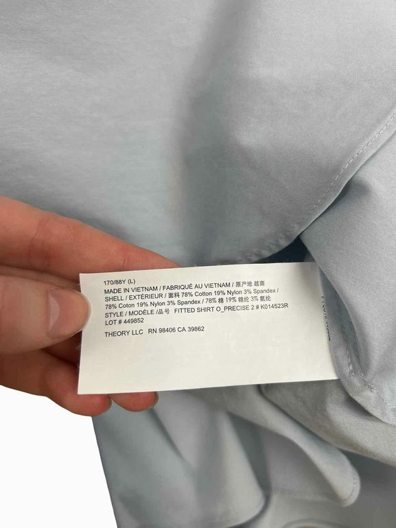 THEORY FITTED SHIRT IN STRETCH COTTON SIZE: L
